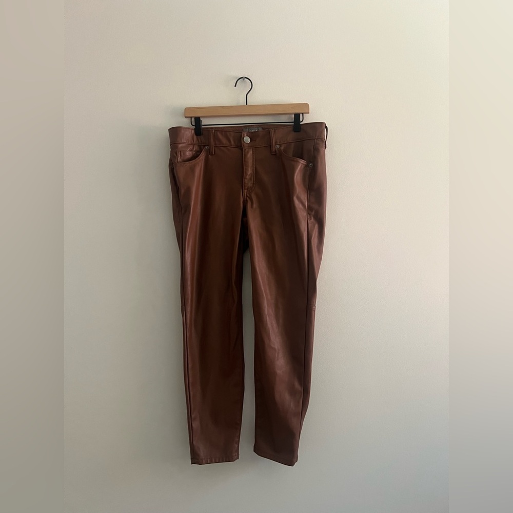 Torrid Faux Leather Skinny Jeans Brown Chestnut Size 10 Stretch High Rise